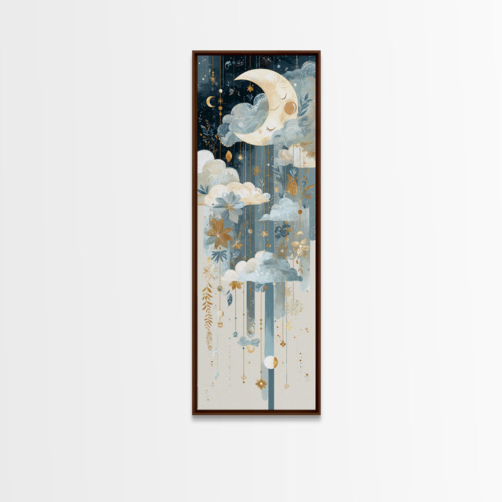 Moon Phase Mobile Canvas Print, Nursery Decor, Nursery Wall Decal, Oil Painting, Nursery, Minimalist Decor, Contemporary Art, NDE-1x3-63