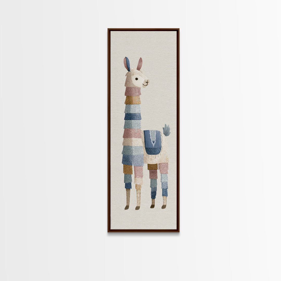 Cute Llama with Blanket Pattern Canvas Print, Nursery Decor, Safari Nursery Decor, Nursery, Modern Decor, Fine Art Print, NDE-1x3-81