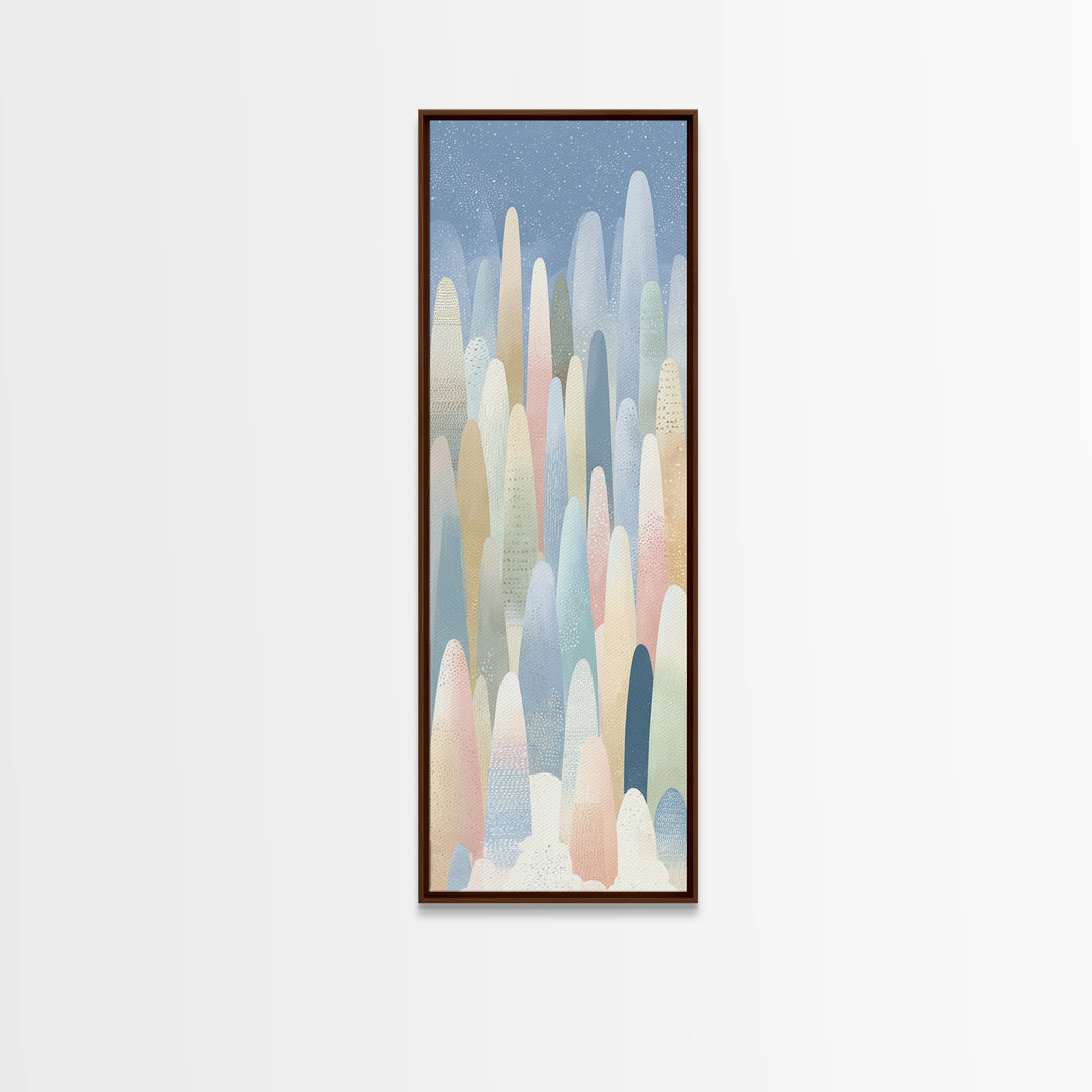 Calm Mountain Nursery Landscape Framed Canvas Print, Nursery Decor, Playroom Decor, Oil Painting, Nursery, Boy Nursery Decor, NDE-1x3-84
