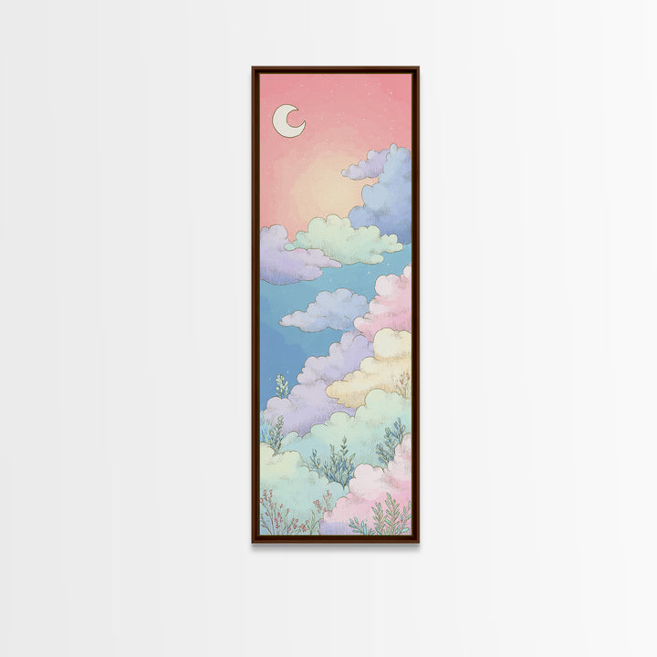 Pastel Rainbow with Soft Cloud Shapes Canvas Print, Nursery Decor, Wall Decal, Abstract Art, Nursery, Wall Light, NDE-1x3-85