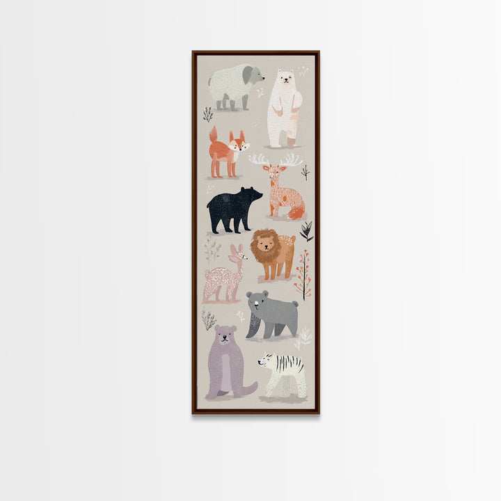 Woodland Animal Parade Canvas Print, Nursery Decor, Contemporary Art, Fine Art, Nursery, Wall Decals, Nursery Wall Decor, NDE-1x3-86