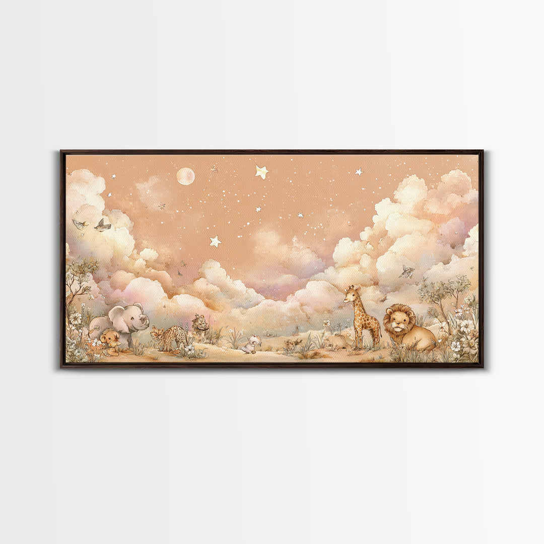 Cute Safari Animals Canvas Print, Nursery Decor, Printable Wall Art, Fine Art, Nursery, Nursery Prints, Playroom Decor, NDE-2x1-48