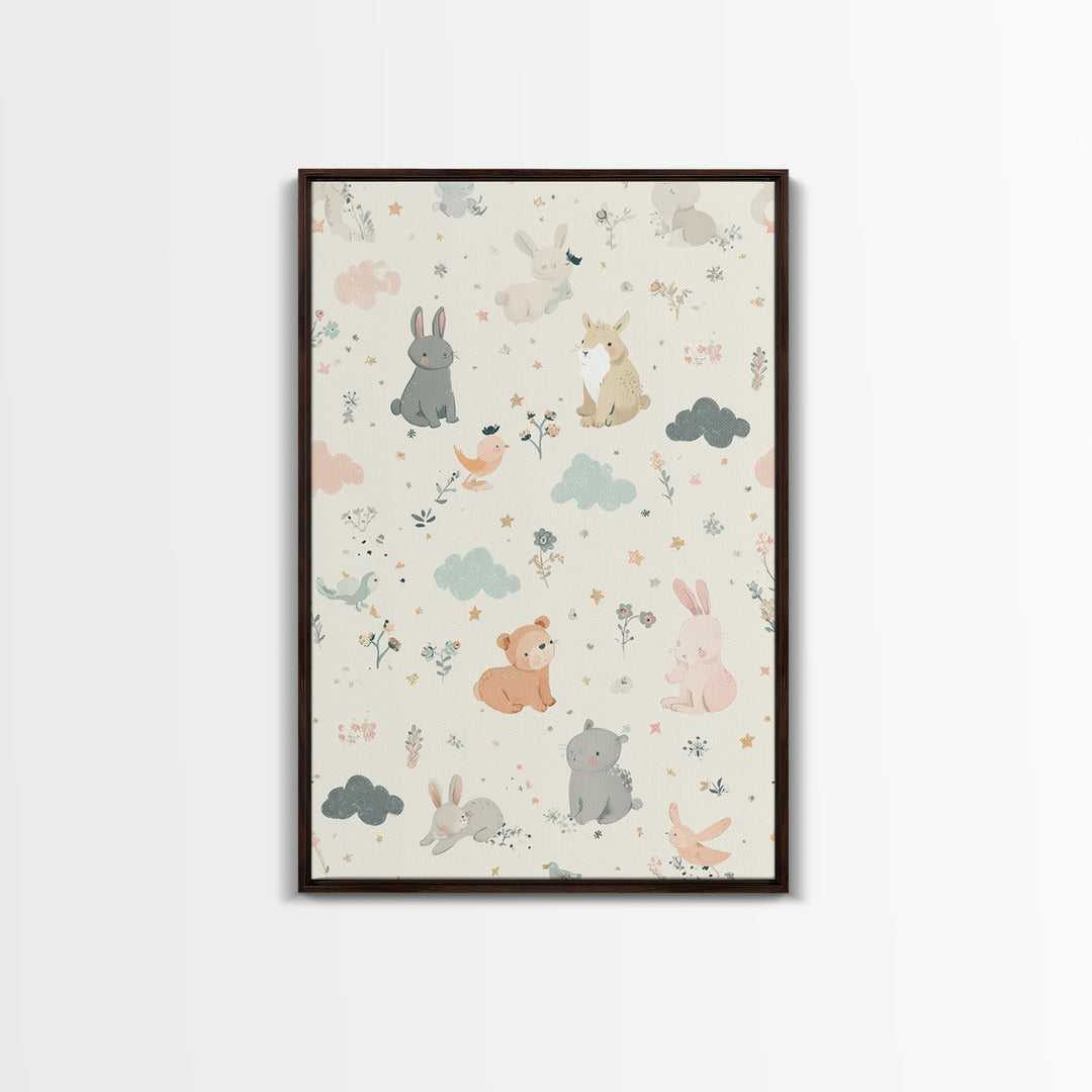 Woodland Animal Parade Canvas Print, Nursery Decor, Contemporary Art, Fine Art, Nursery, Wall Decals, Nursery Wall Decor, NDE-2x3-10
