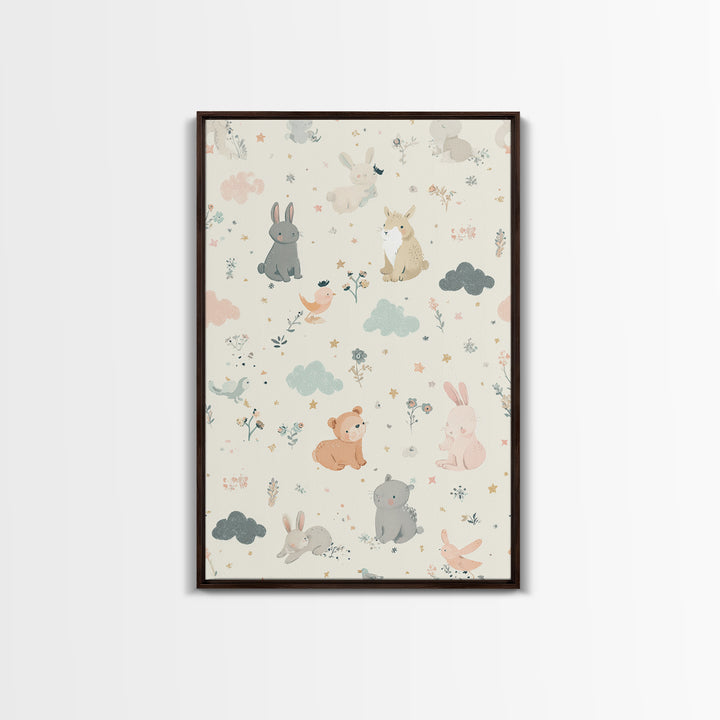 Woodland Animal Parade Canvas Print, Nursery Decor, Contemporary Art, Fine Art, Nursery, Wall Decals, Nursery Wall Decor, NDE-2x3-10