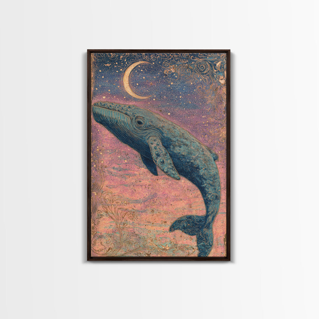Sleeping Kitten on Crescent Moon Framed Canvas Print, Nursery Decor, Framed Wall Art, Fine Art, Nursery, Safari Nursery Decor, NDE-2x3-25