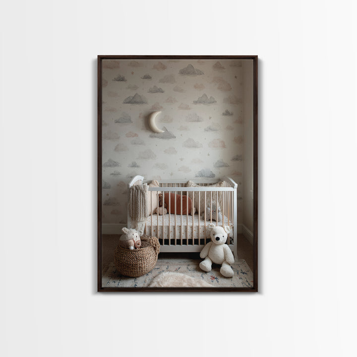 Calm Mountain Nursery Landscape Framed Canvas Print, Nursery Decor, Nursery Wall Decal, Fine Art, Nursery, Minimalist Decor, NDE-2x3-8