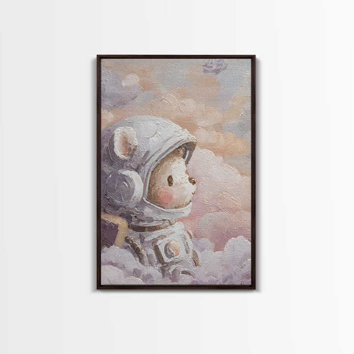 Little Astronaut Bear Canvas Print, Nursery Decor, Nursery Wall Decal, Oil Painting, Nursery, Minimalist Decor, NDE-2x3-95