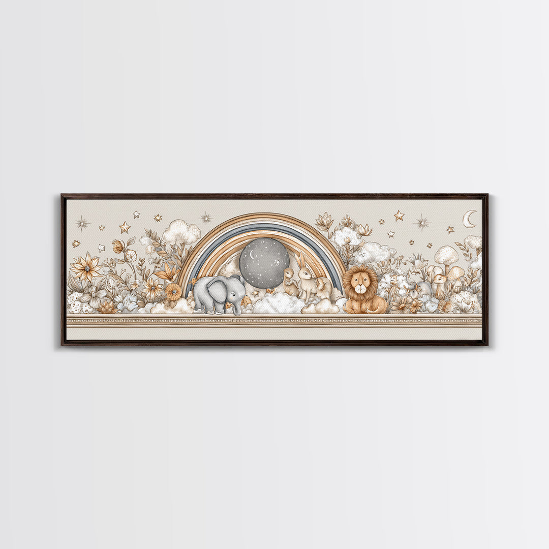 Soft Floral Initial Frame Without Letters Framed Canvas Print, Nursery Decor, Floral Wallpaper, Nursery, Fine Art Print, NDE-3x1-74