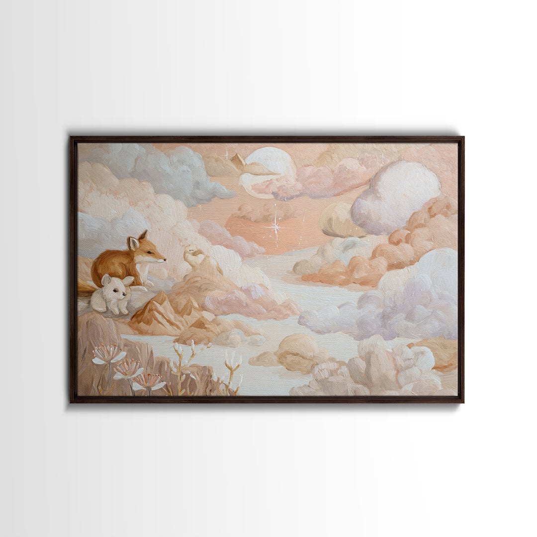 Calm Mountain Nursery Landscape Canvas Print, Nursery Decor, Wall, Fine Art, Nursery, Nursery Wall Decals, Woodland Nursery, NDE-3x2-4