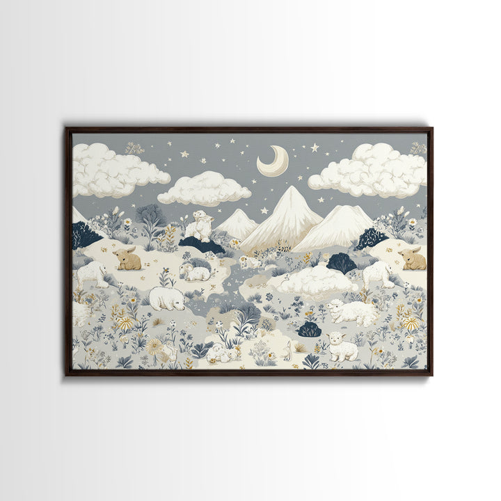 Calm Mountain Nursery Landscape Canvas Print, Nursery Decor, Kids Wall Art, Fine Art, Nursery, Room Decor, Textured Painting, NDE-3x2-52
