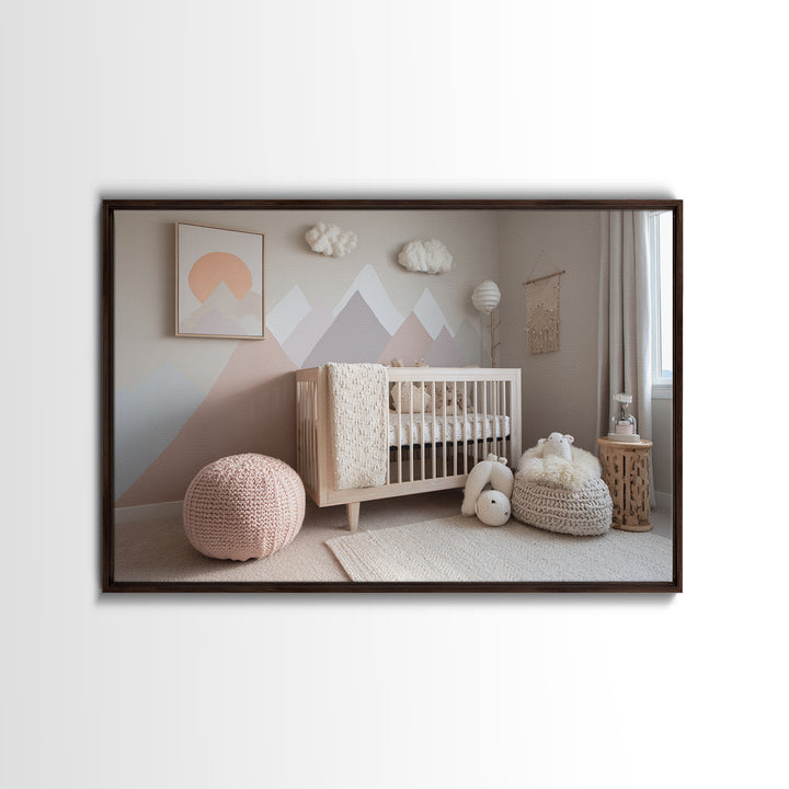 Calm Mountain Nursery Landscape Canvas Print, Nursery Decor, Luxury Decor, Fine Art, Nursery, Nursery Wall Art, Framed Wall Art, NDE-3x2-76