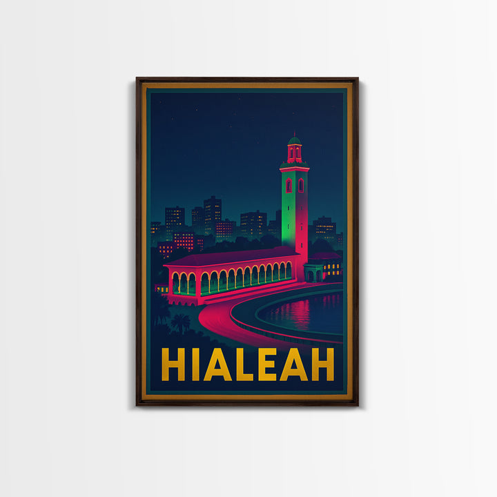 Hialeah Florida Travel Poster, Canvas Print, Cyberpunk Style City Art, Hialeah Travel Art, Wanderlust Decor, Fine Art Print, Wall Art