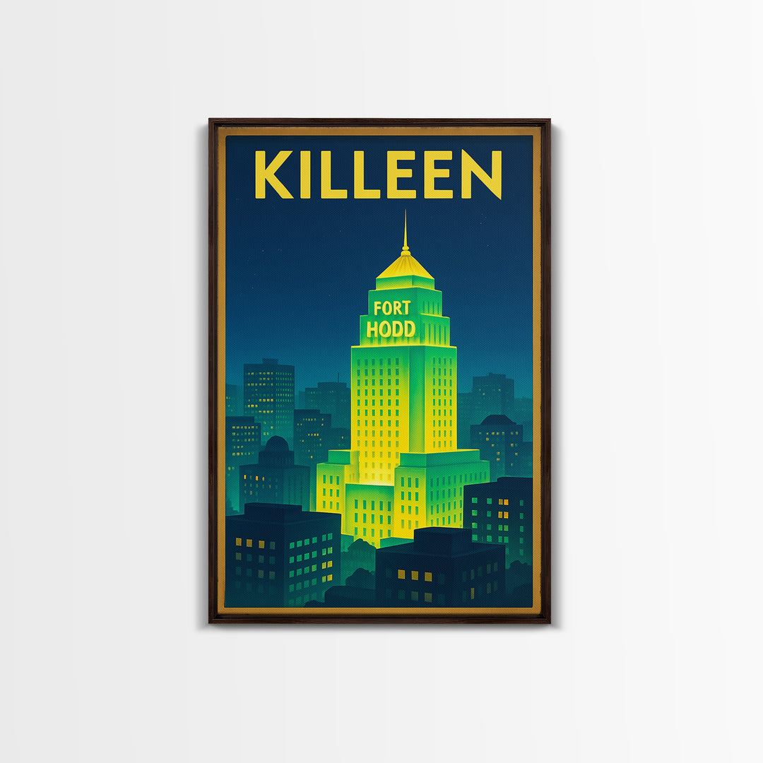 Killeen Travel Poster, Canvas Print, Electric Night Poster Art, Killeen Wall Art, Travel Poster Art, Travel Art Print, Vintage Travel Art