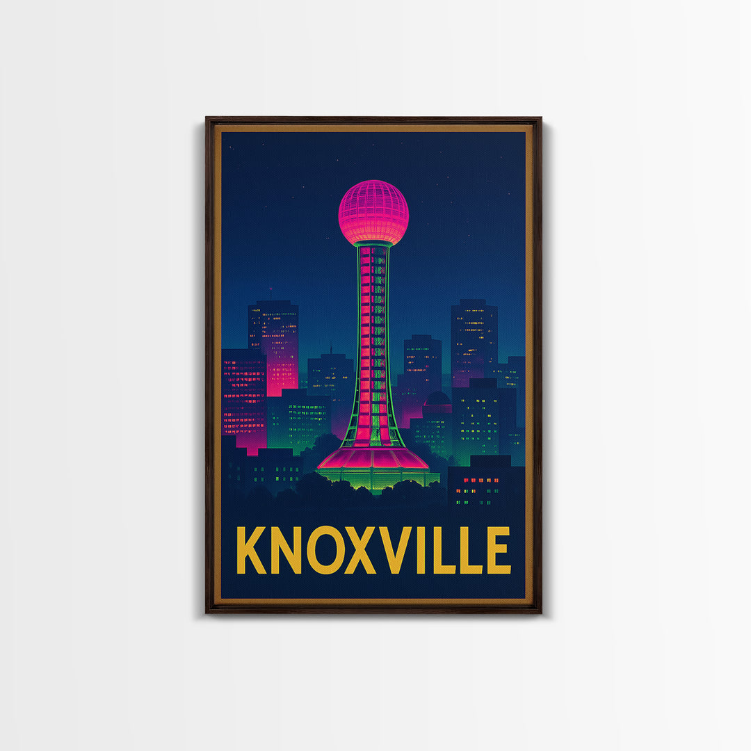 Knoxville Tennessee Travel Poster, Canvas Print, Electric Night Poster Art, Knoxville Poster Print, Wall Art, Vintage City Poster