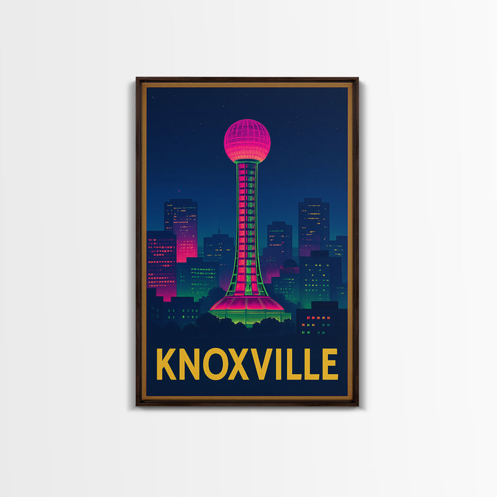 Knoxville Tennessee Travel Poster, Canvas Print, Electric Night Poster Art, Knoxville Poster Print, Wall Art, Vintage City Poster