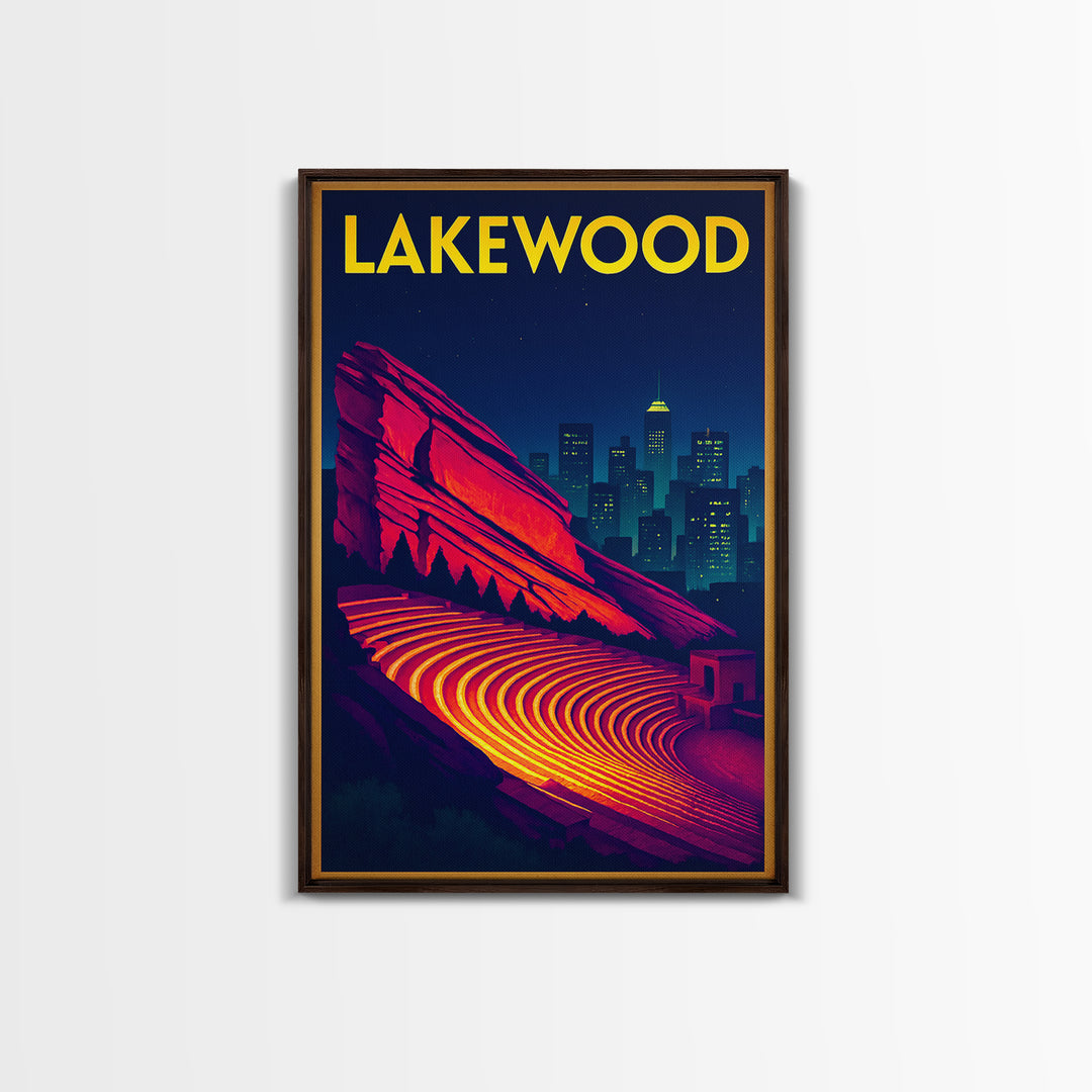 Lakewood Travel Poster, Canvas Print, Cyberpunk Style City Art, Lakewood Travel Art, Travel Wall Art, City Illustration, Fine Art Print