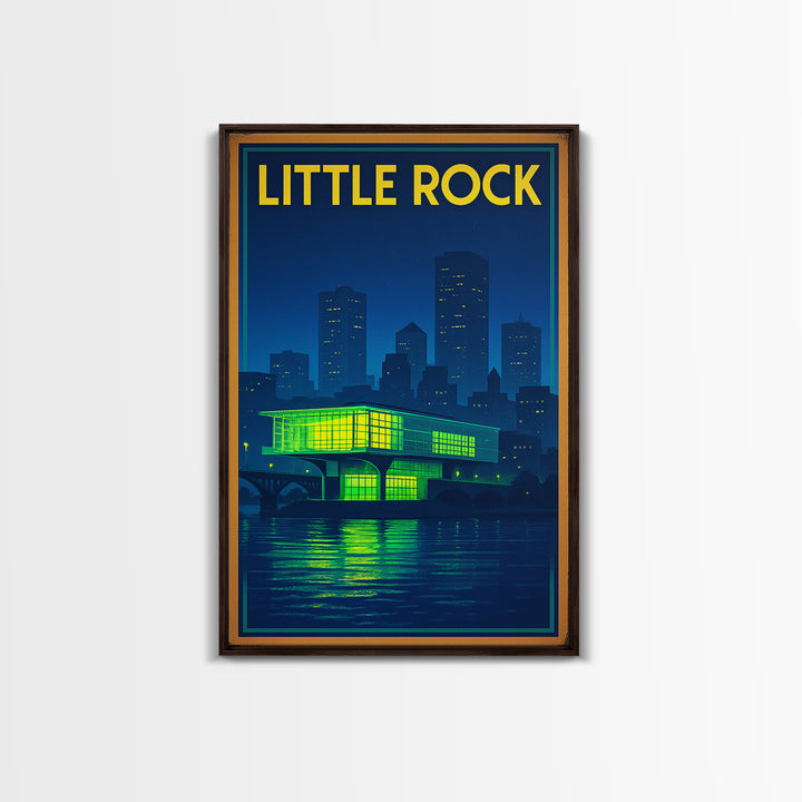 Little Rock Travel Poster, Canvas Print, Retro Neon Travel Art, Little Rock Travel Art, Wanderlust Decor, City Art Print, Gift For Travelers