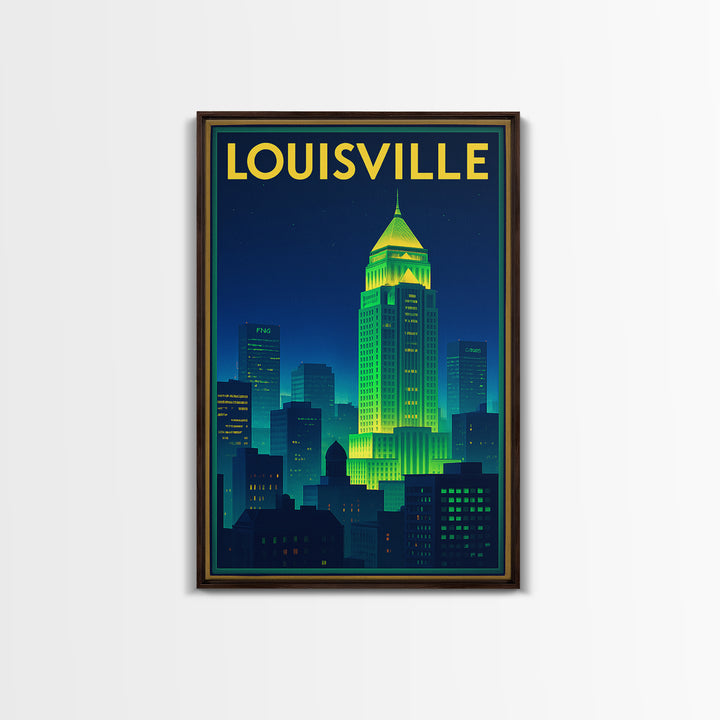 Louisville Travel Poster, Canvas Print, Cyberpunk Style City Art, Louisville Poster Print, City Travel Prints, City Art Print, Design 2