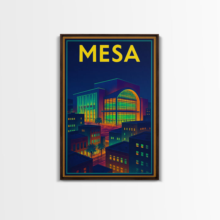 Mesa Travel Poster, Canvas Print, Cyberpunk Style City Art, Mesa Wall Art, Fine Art Print, City Travel Prints, Living Room Wall Art