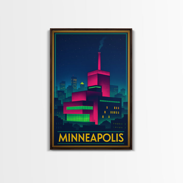 Minneapolis Minnesota Travel Poster, Canvas Print, Cyberpunk Style City Art, Minneapolis Travel Art, City Illustration, Travel Art Print
