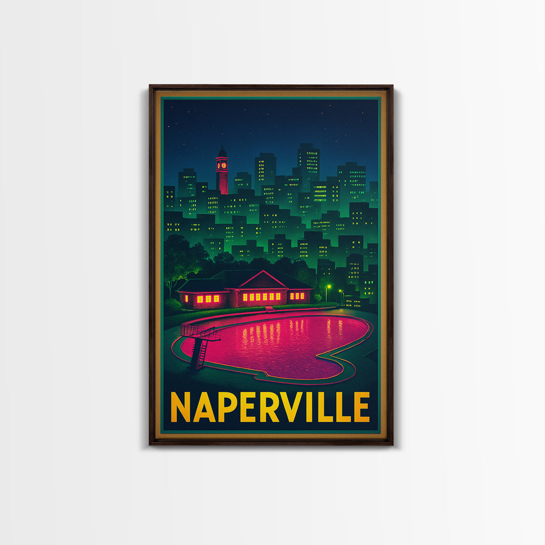 Naperville Travel Poster, Canvas Print, Cyberpunk Style City Art, Naperville Art Print, Living Room Wall Art, Gift For Travelers