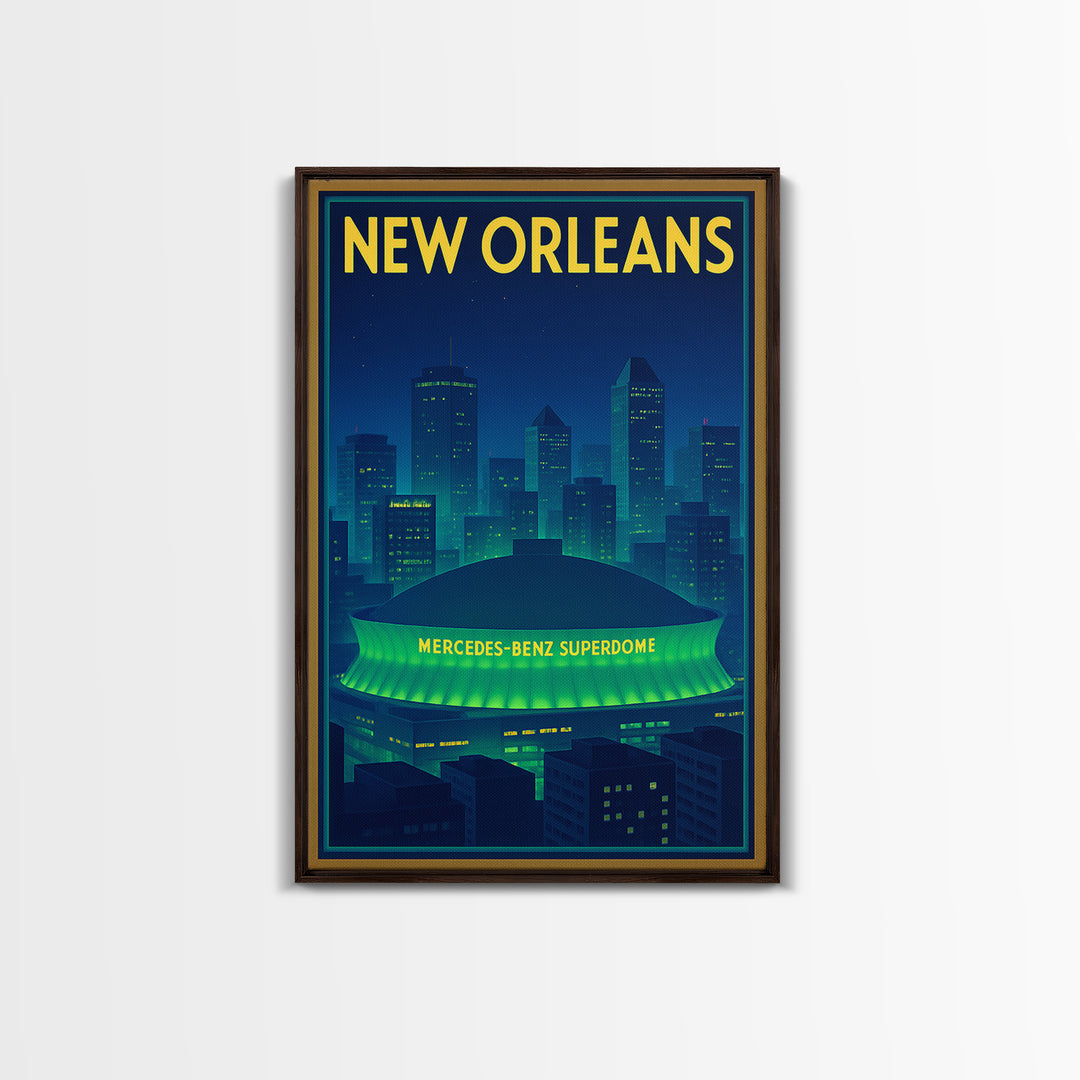 New Orleans Travel Poster, Framed Canvas Print, Cyberpunk Style City Art, New Orleans Poster Print, Travel Poster Set, City Travel Prints