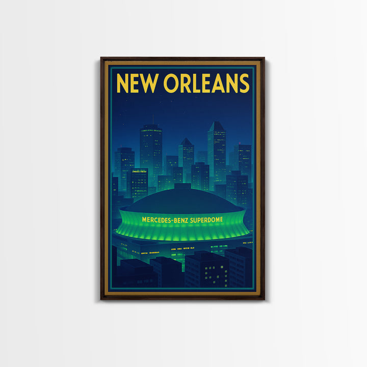 New Orleans Travel Poster, Framed Canvas Print, Cyberpunk Style City Art, New Orleans Poster Print, Travel Poster Set, City Travel Prints