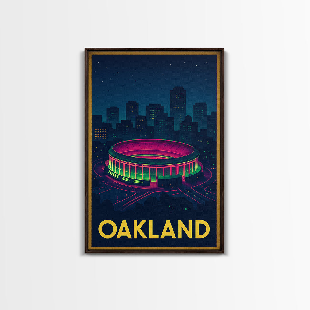 Oakland California Travel Poster, Canvas Print, Retro Neon Travel Art, Oakland Wall Art, Retro Travel Print, Wanderlust Decor, Retro Poster