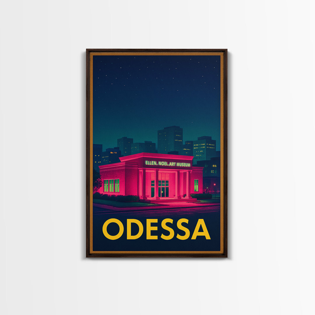 Odessa Texas Travel Poster, Canvas Print, Electric Night Poster Art, Odessa Wall Art, Gift For Travelers, Mid Century Wall Art, Office Decor