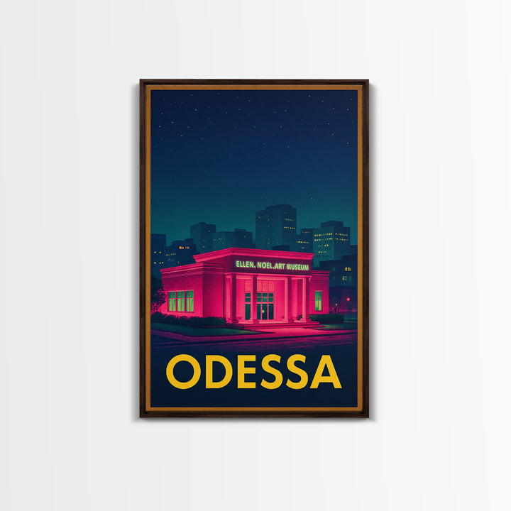 Odessa Texas Travel Poster, Canvas Print, Electric Night Poster Art, Odessa Wall Art, Gift For Travelers, Mid Century Wall Art, Office Decor