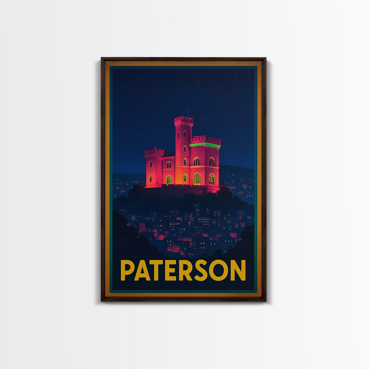 Paterson New Jersey Travel Poster, Canvas Print, Cyberpunk Style City Art, Paterson Poster Print, Travel Art Print, Watercolor Skyline
