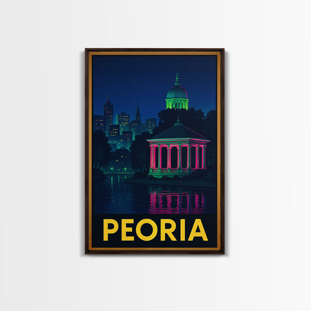 Peoria Arizona Travel Poster, Canvas Print, Electric Night Poster Art, Peoria City Art, Skyline Art, City Art Print, Retro Travel Print