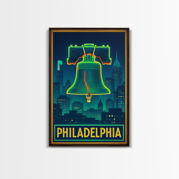 Philadelphia Travel Poster, Canvas Print, Electric Night Poster Art, Philadelphia City Art, Travel Poster Set, Travel Art Print