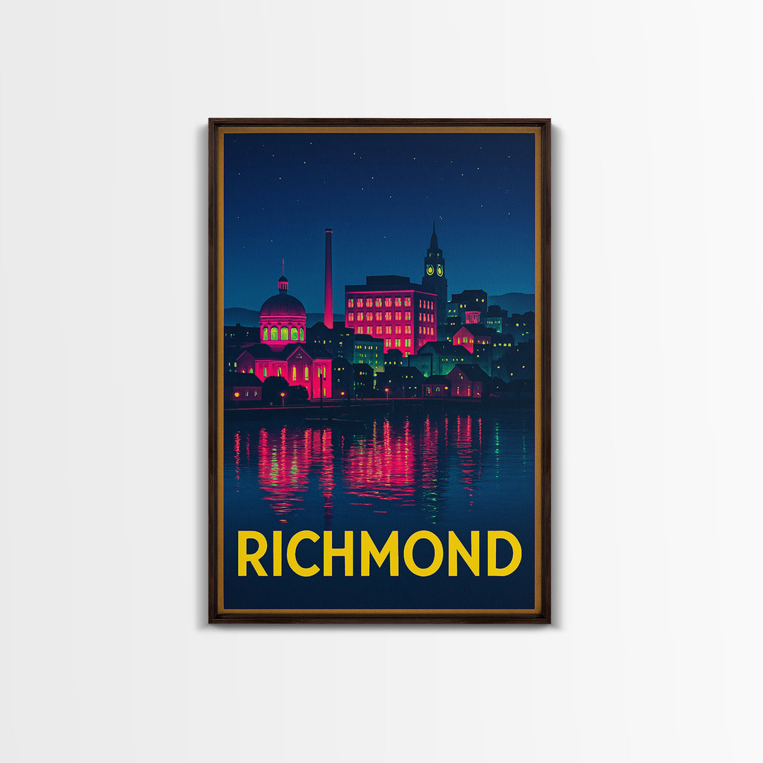 Richmond Virginia Travel Poster, Canvas Print, Cyberpunk Style City Art, Richmond Art Print, Fine Art Print, Travel Art Print, Retro Poster