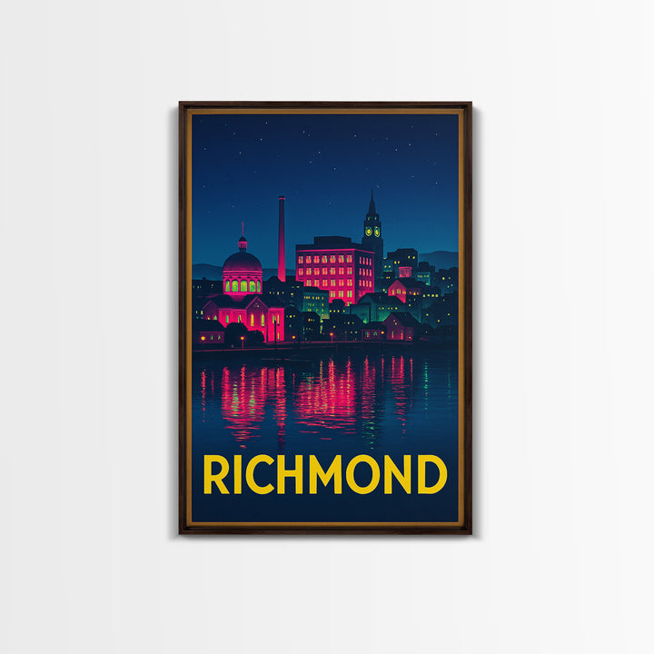 Richmond Virginia Travel Poster, Canvas Print, Cyberpunk Style City Art, Richmond Art Print, Fine Art Print, Travel Art Print, Retro Poster