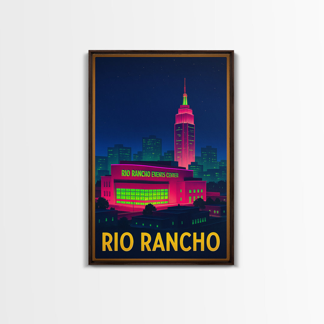 Rio Rancho New Mexico Travel Poster, Canvas Print, Cyberpunk Style City Art, Rio Rancho Art Print, Travel Wall Decor, Eclectic Wall Decor