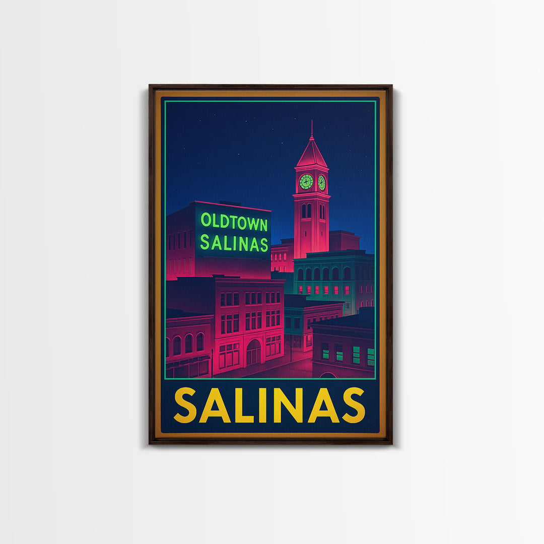 Salinas California Travel Poster, Canvas Print, Cyberpunk Style City Art, Salinas Wall Art, Wall Decor, Travel Wall Decor, Office Decor