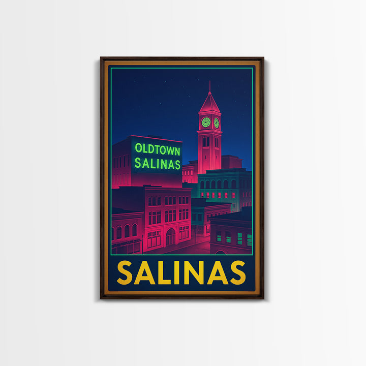 Salinas California Travel Poster, Canvas Print, Cyberpunk Style City Art, Salinas Wall Art, Wall Decor, Travel Wall Decor, Office Decor