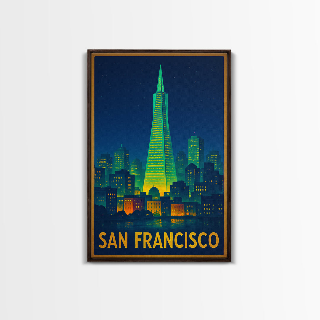 San Francisco California Travel Poster, Canvas Print, Retro Neon Travel Art, San Francisco Travel Art, Travel Poster Art, Travel Wall Decor