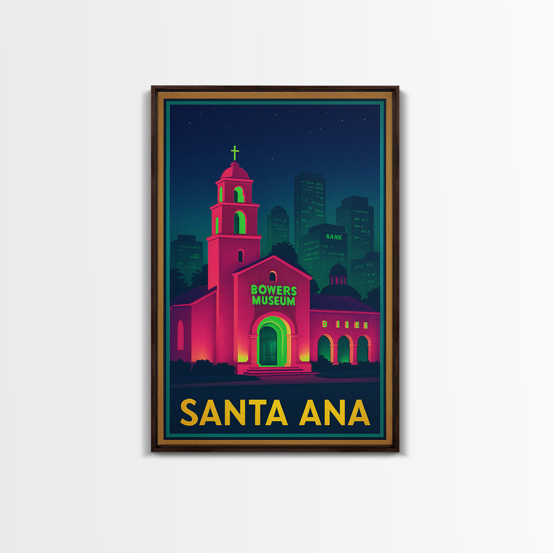 Santa Ana California Travel Poster, Canvas Print, Cyberpunk Style City Art, Santa Ana City Art, Fine Art Print, Wall Art, City Art Print