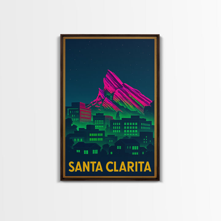 Santa Clarita California Travel Poster, Canvas Print, Electric Night Poster Art, Santa Clarita Art Print, Fine Art Print, City Art Print