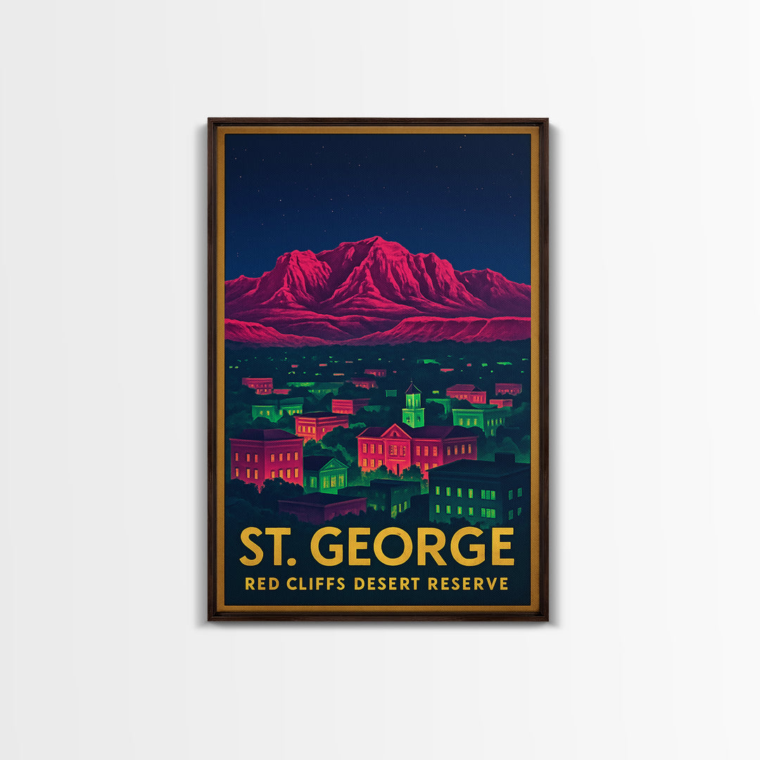 St George Utah Travel Poster, Canvas Print, Cyberpunk Style City Art, St George Art Print, Travel Art Print, Art Print, City Travel Prints