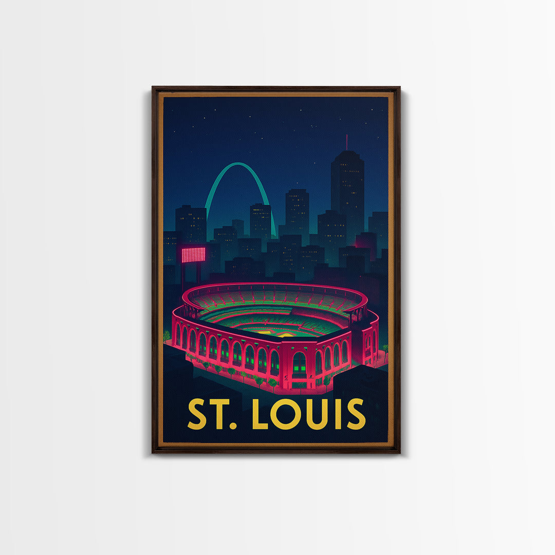 St Louis Missouri Travel Poster, Framed Canvas Print, Cyberpunk Style City Art, St Louis Travel Art, Fine Art Print, City Travel Prints