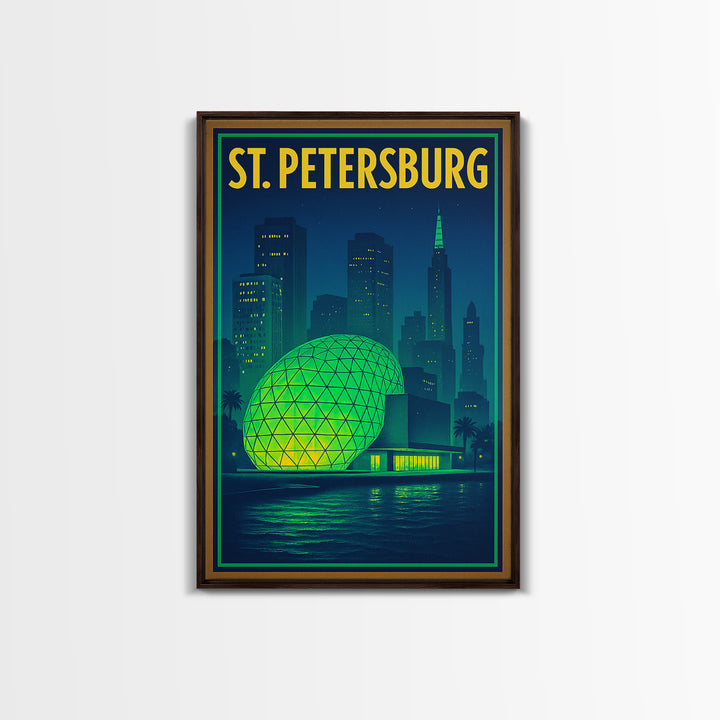 St Petersburg Travel Poster, Framed Canvas Print, Cyberpunk Style City Art, St Petersburg Wall Art, Fine Art Print, City Travel Prints