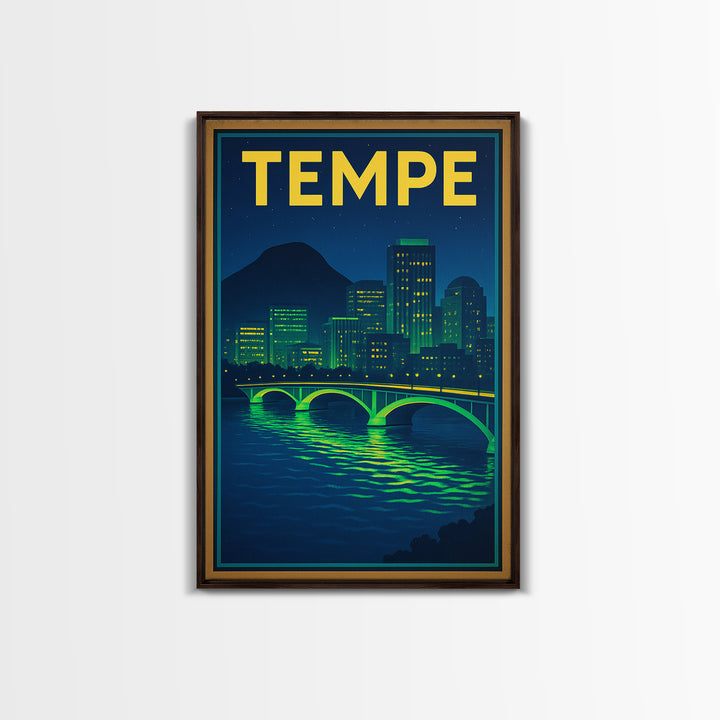 Tempe Travel Poster, Canvas Print, Cyberpunk Style City Art, Tempe Poster Print, City Travel Prints, Mid Century Wall Art, Travel Wall Art
