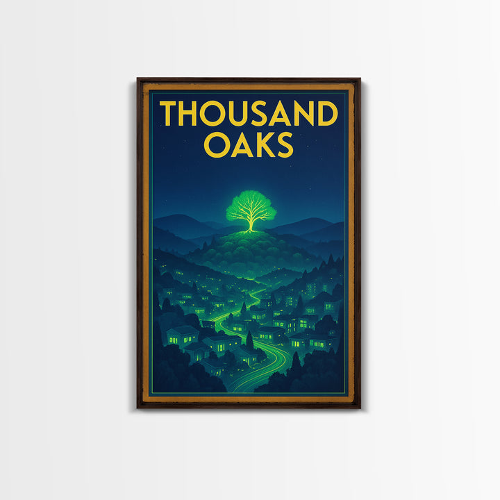 Thousand Oaks Travel Poster, Canvas Print, Electric Night Poster Art, Thousand Oaks Wall Art, Travel Poster Art, City Art Print