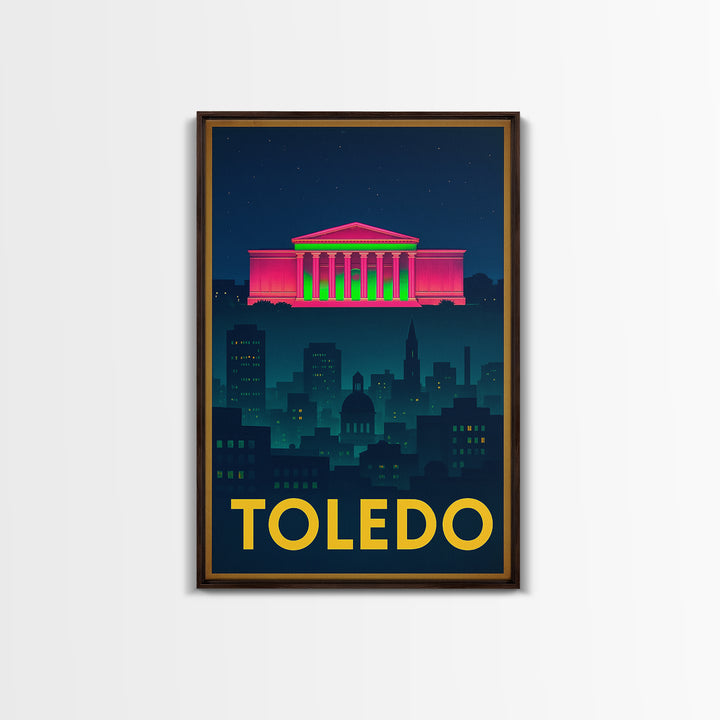 Toledo Ohio Travel Poster, Canvas Print, Cyberpunk Style City Art, Toledo Poster Print, Wanderlust Decor, Retro Travel Print, Wall Decor