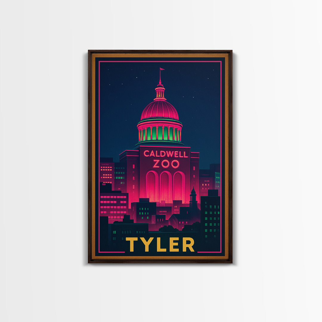 Tyler Texas Travel Poster, Canvas Print, Cyberpunk Style City Art, Tyler Art Print, Modern Wall Decor, Gift For Travelers, Travel Wall Art