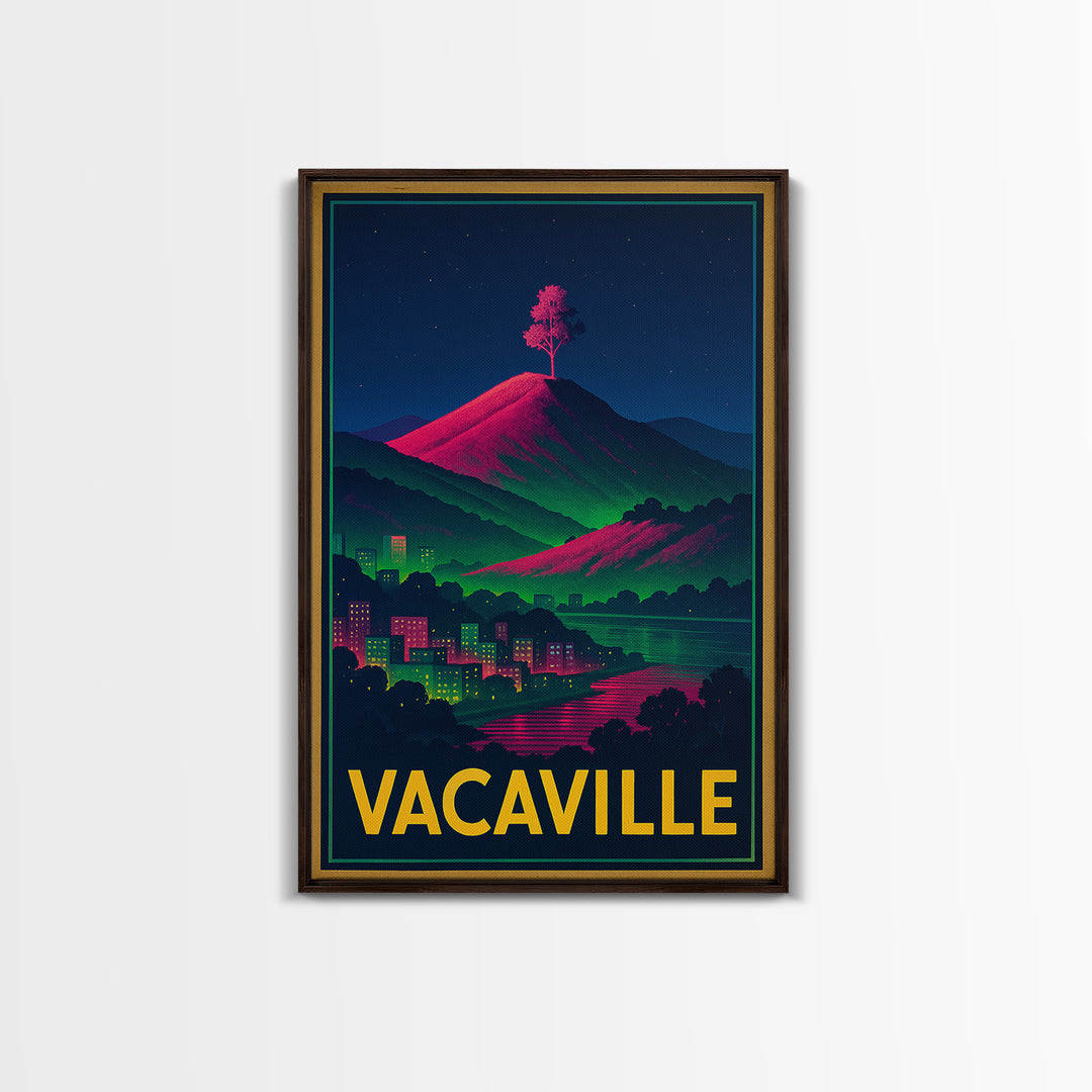 Vacaville California Travel Poster, Canvas Print, Cyberpunk Style City Art, Vacaville City Art, Travel Poster Art, Watercolor Skyline Art