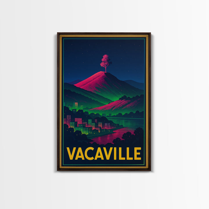 Vacaville California Travel Poster, Canvas Print, Cyberpunk Style City Art, Vacaville City Art, Travel Poster Art, Watercolor Skyline Art